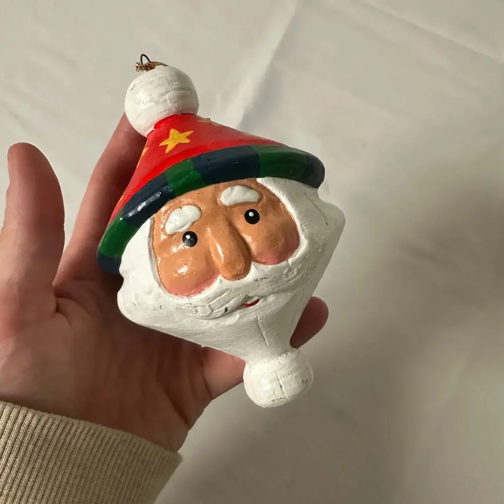 Vintage Wooden Santa Kris Kringle Christmas Tree Ornament